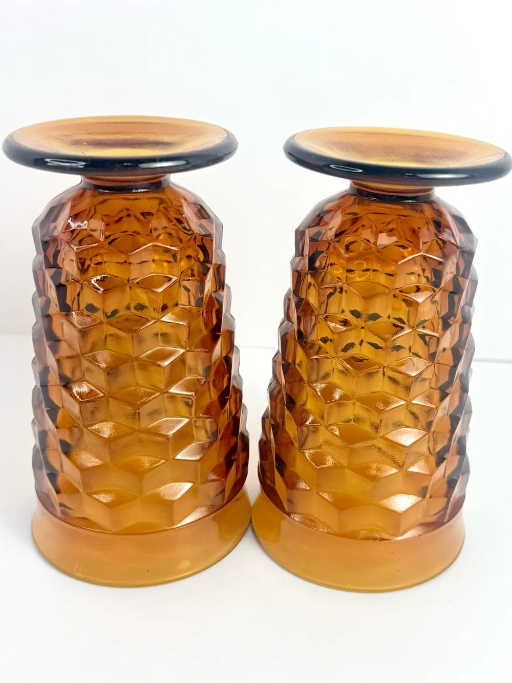 Vintage Mid-Century Modern Indiana Glass Amber Whitehall Goblets 6”  Set of Z